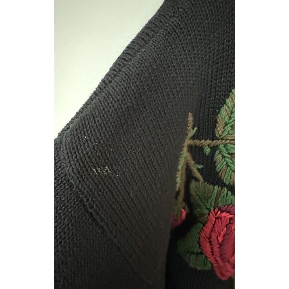 Vintage Jacque and Koko Plus Size 22 24 Floral Embroidered Knit Cardigan Artsy - Picture 9 of 10